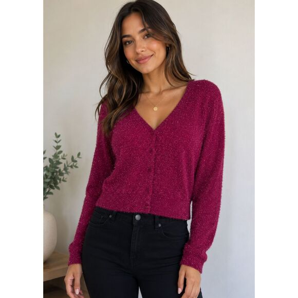 Old Navy Sweaters - New Old Navy Textured Shine Crop Cardigan Sweater Women's Size Medium